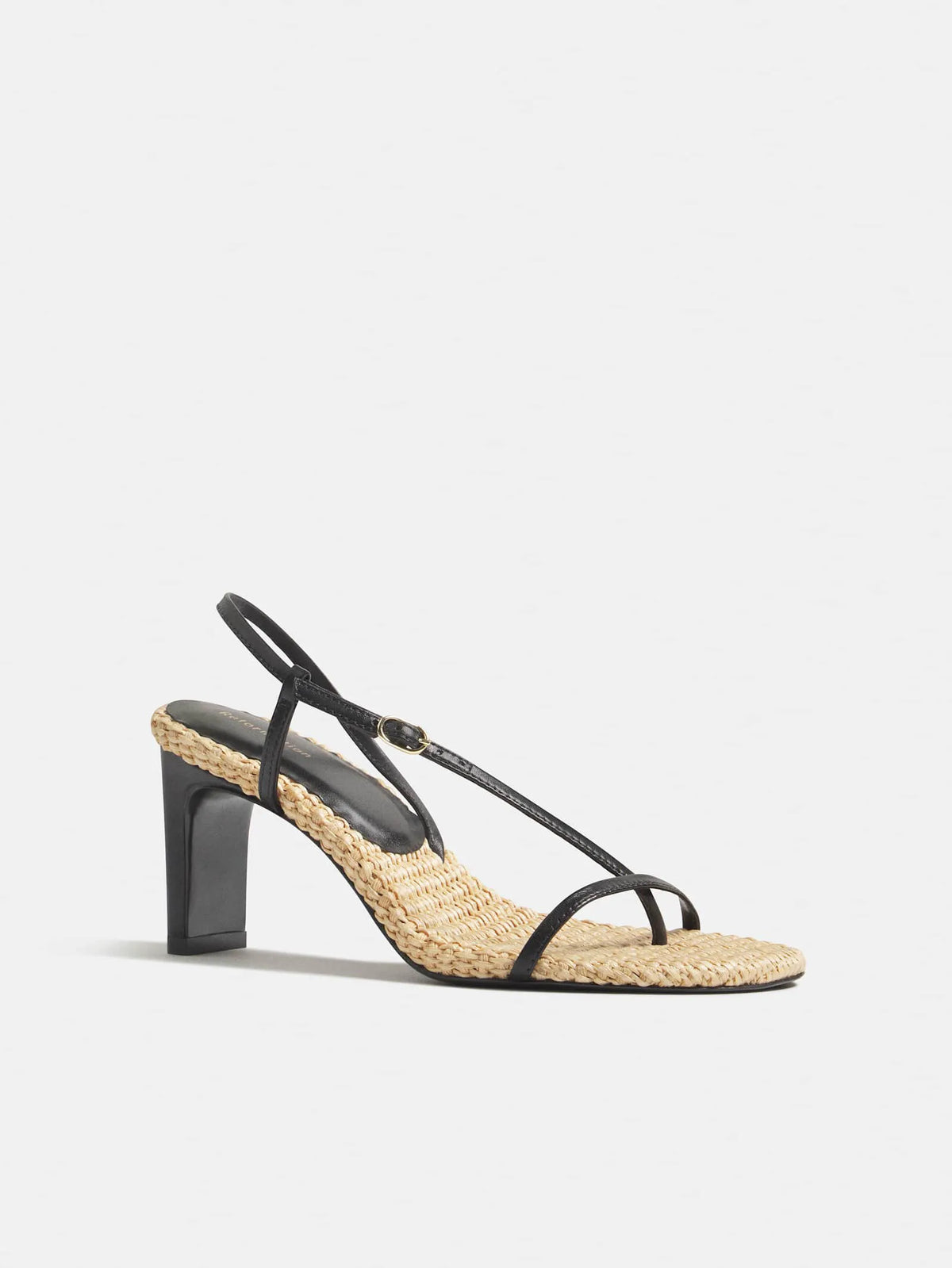Black Leather Natural Raffia