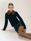 Black Leopard Faux Fur Collar