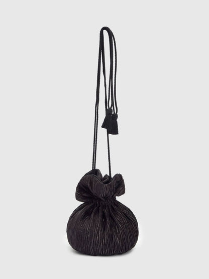 Plisse Black Satin