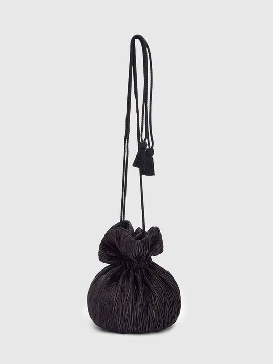 Plisse Black Satin