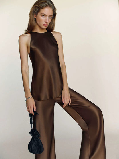 Plisse Black Satin