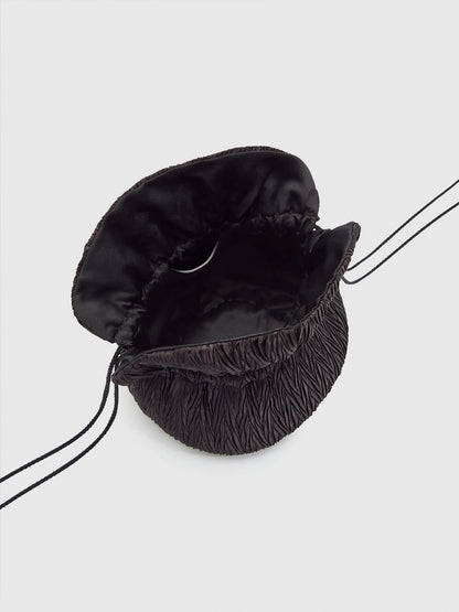 Plisse Black Satin