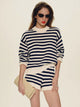 Navy Fior Di Latte Textured Stripe