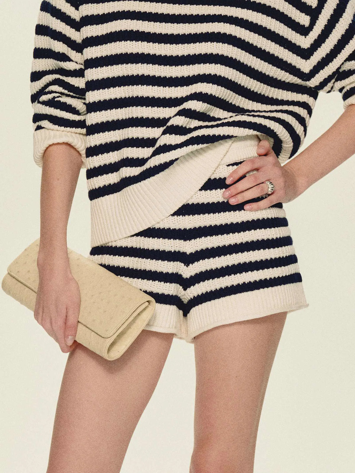 Navy Fior Di Latte Textured Stripe