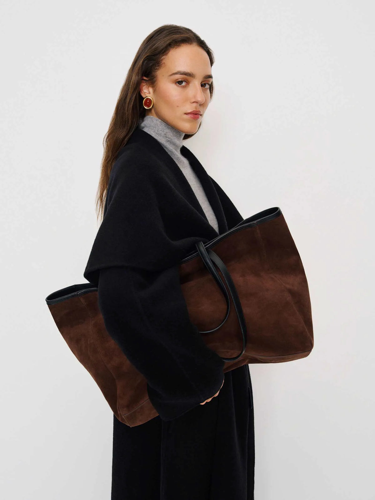Espresso Suede Black Leather
