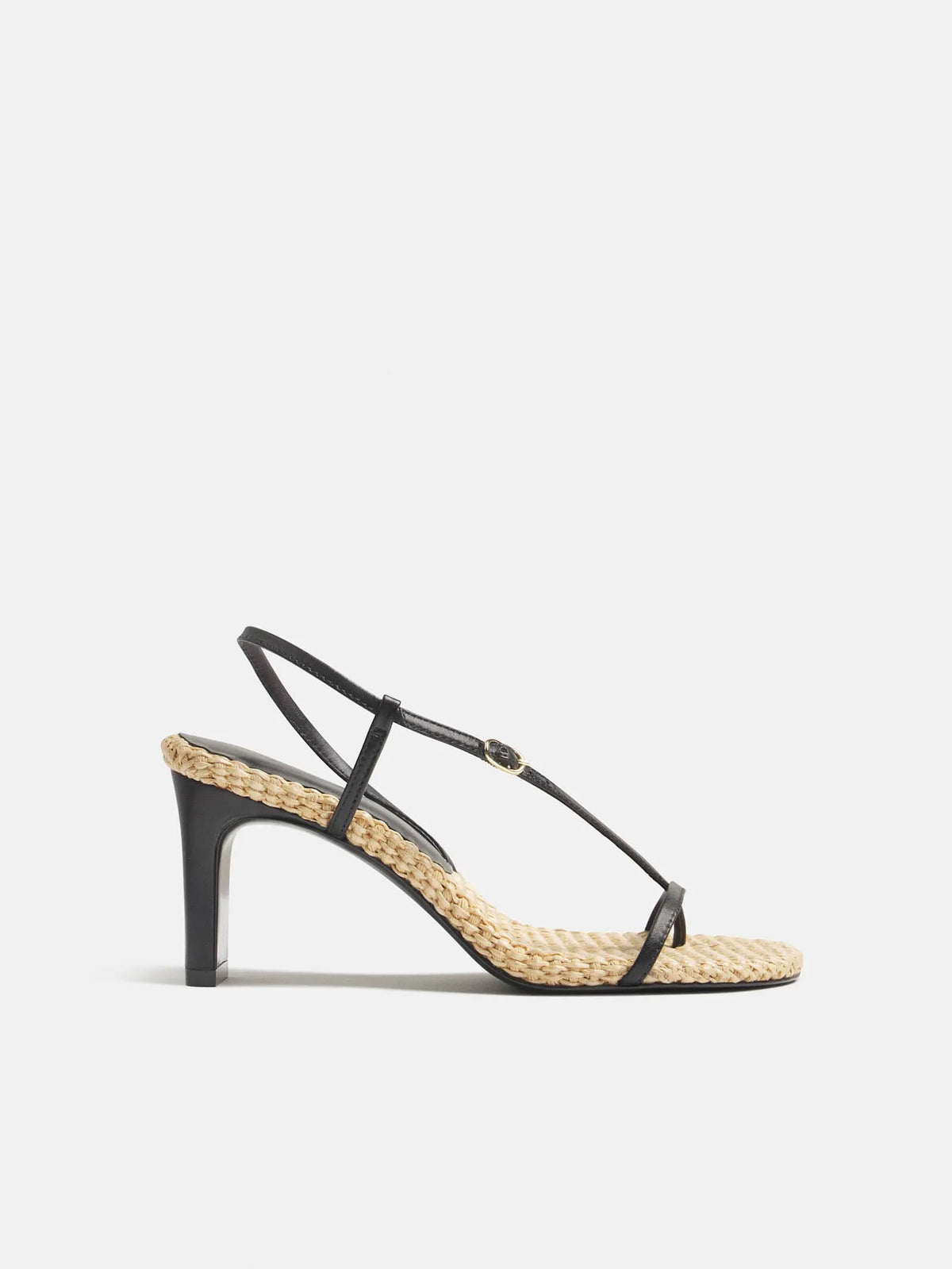 Black Leather Natural Raffia